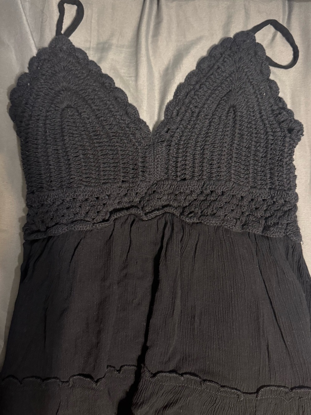 No Boundaries Black Crochet Bodice Cami Top